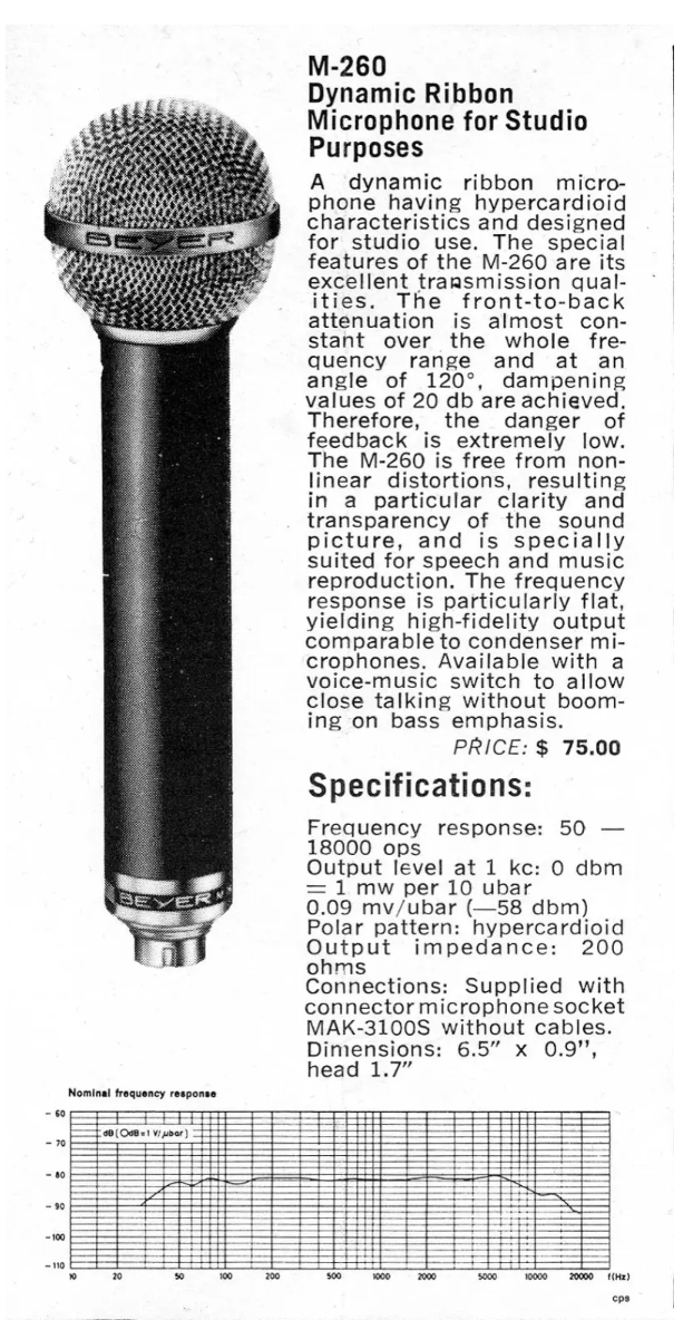 1960's Beyerdynamic M260 N Hyper-Cardioid Ribbon Microphone - Image 6